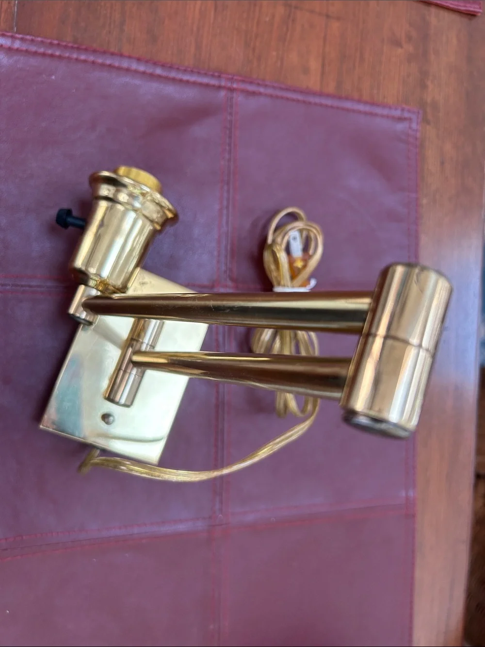 Brass Finish WALL Lamp - swivels out to 19”/folds halfway to 10”/ and then flat.